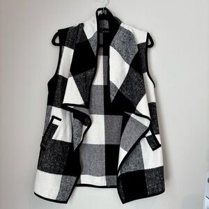 Black and White Buffalo Plaid Wrap Vest Small